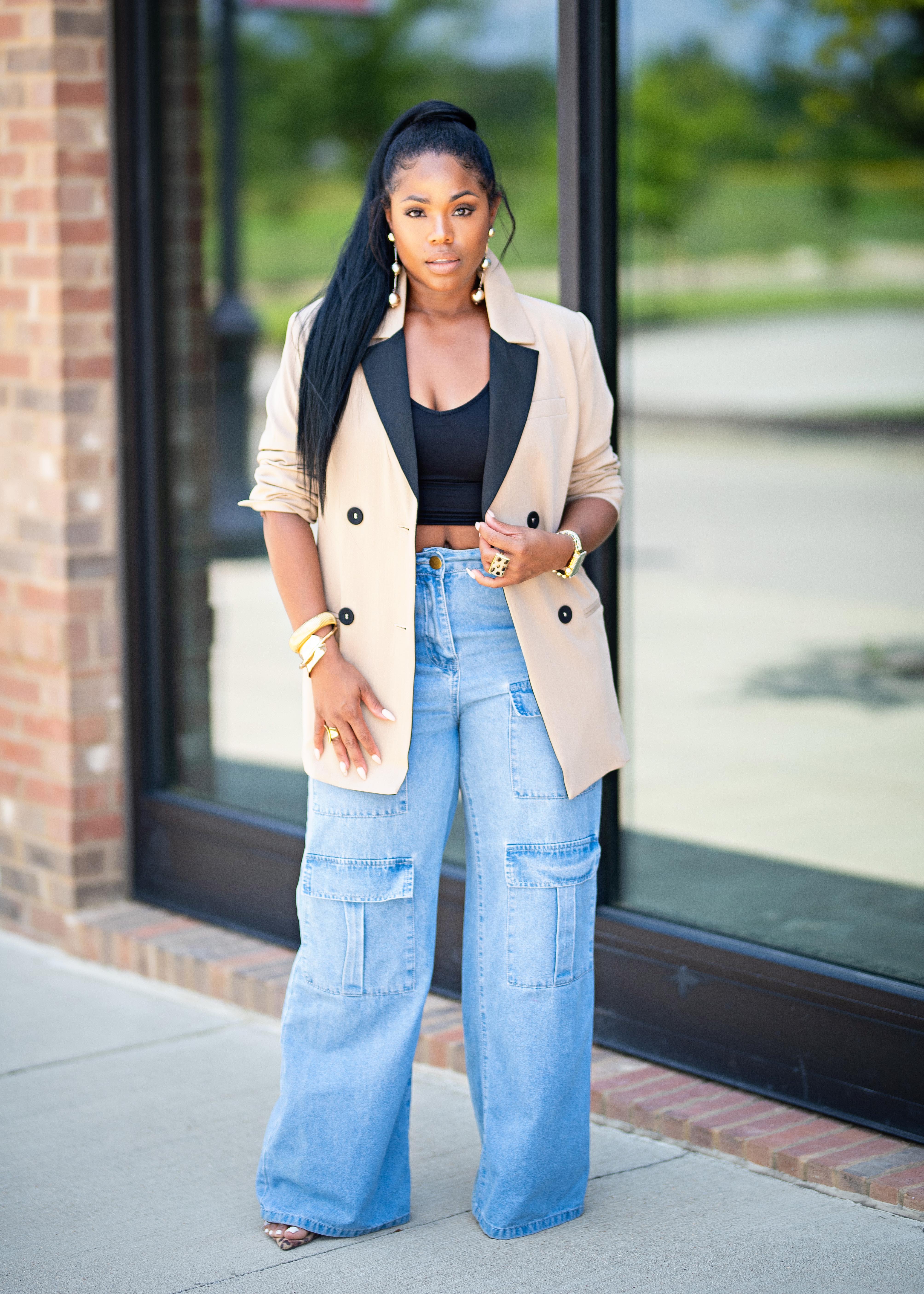 Cole | Double Breasted Blazer {Taupe + Black} PLEASE READ DESCRIPTION