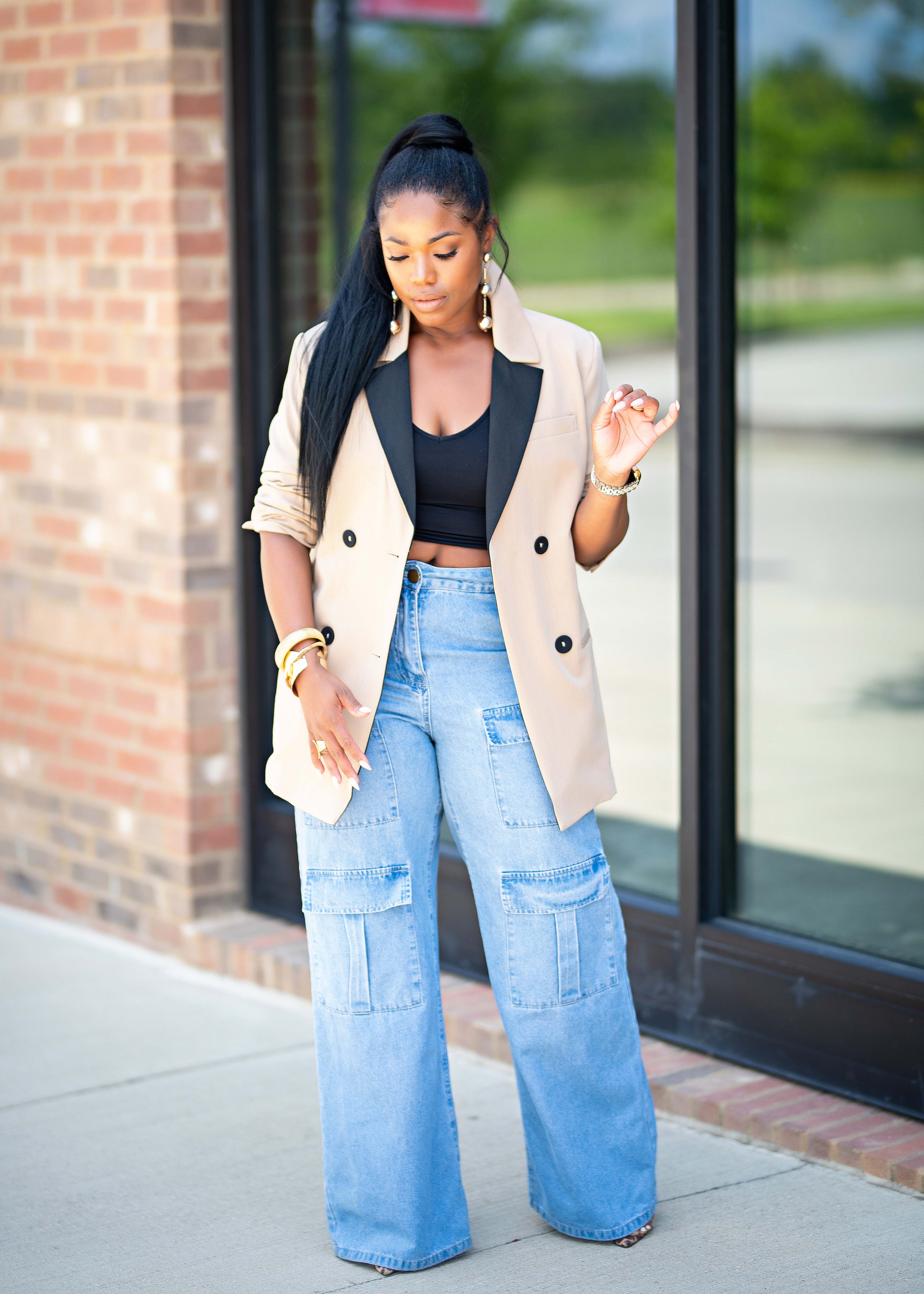 Cole | Double Breasted Blazer {Taupe + Black} PLEASE READ DESCRIPTION