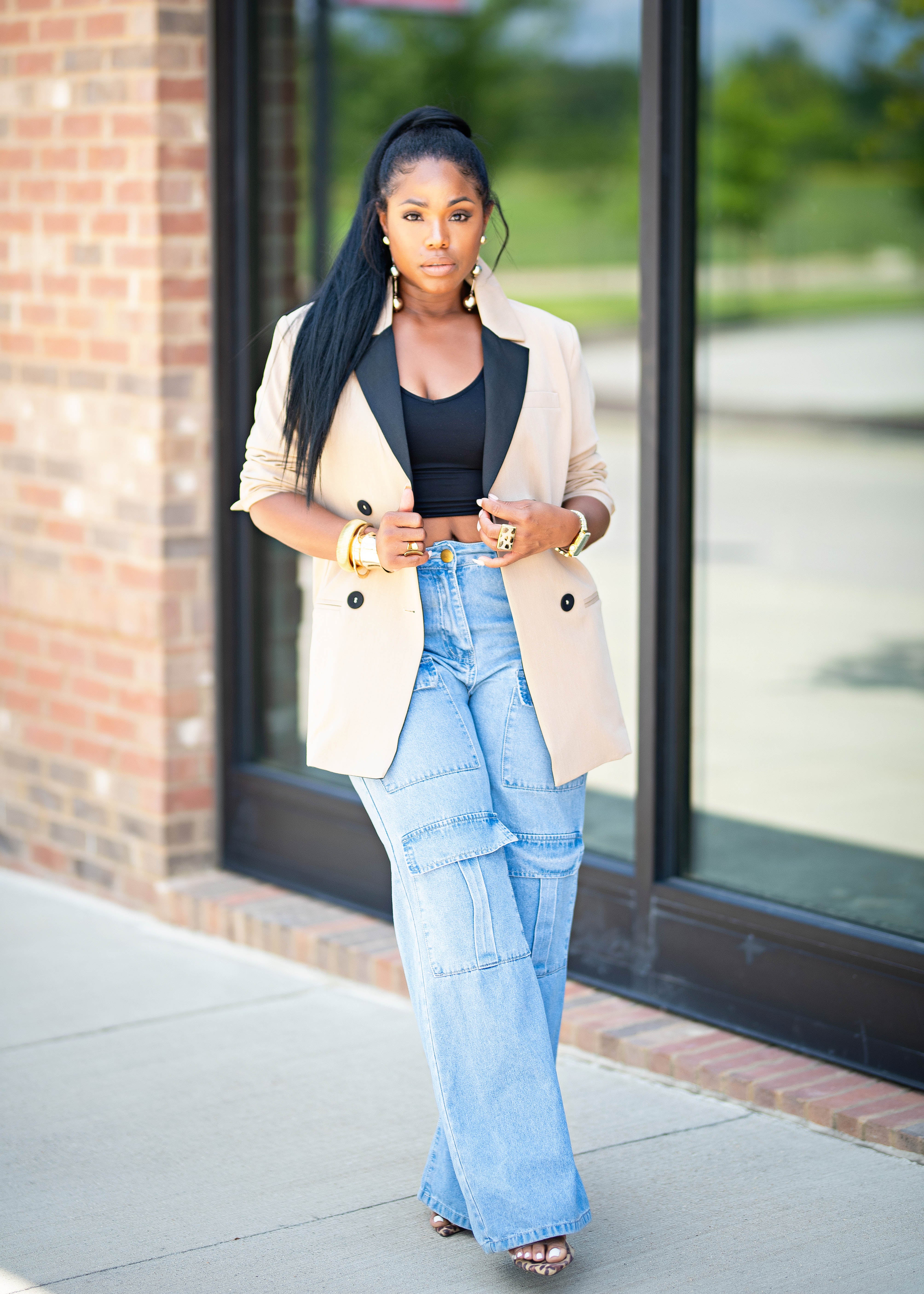 Cole | Double Breasted Blazer {Taupe + Black} PLEASE READ DESCRIPTION