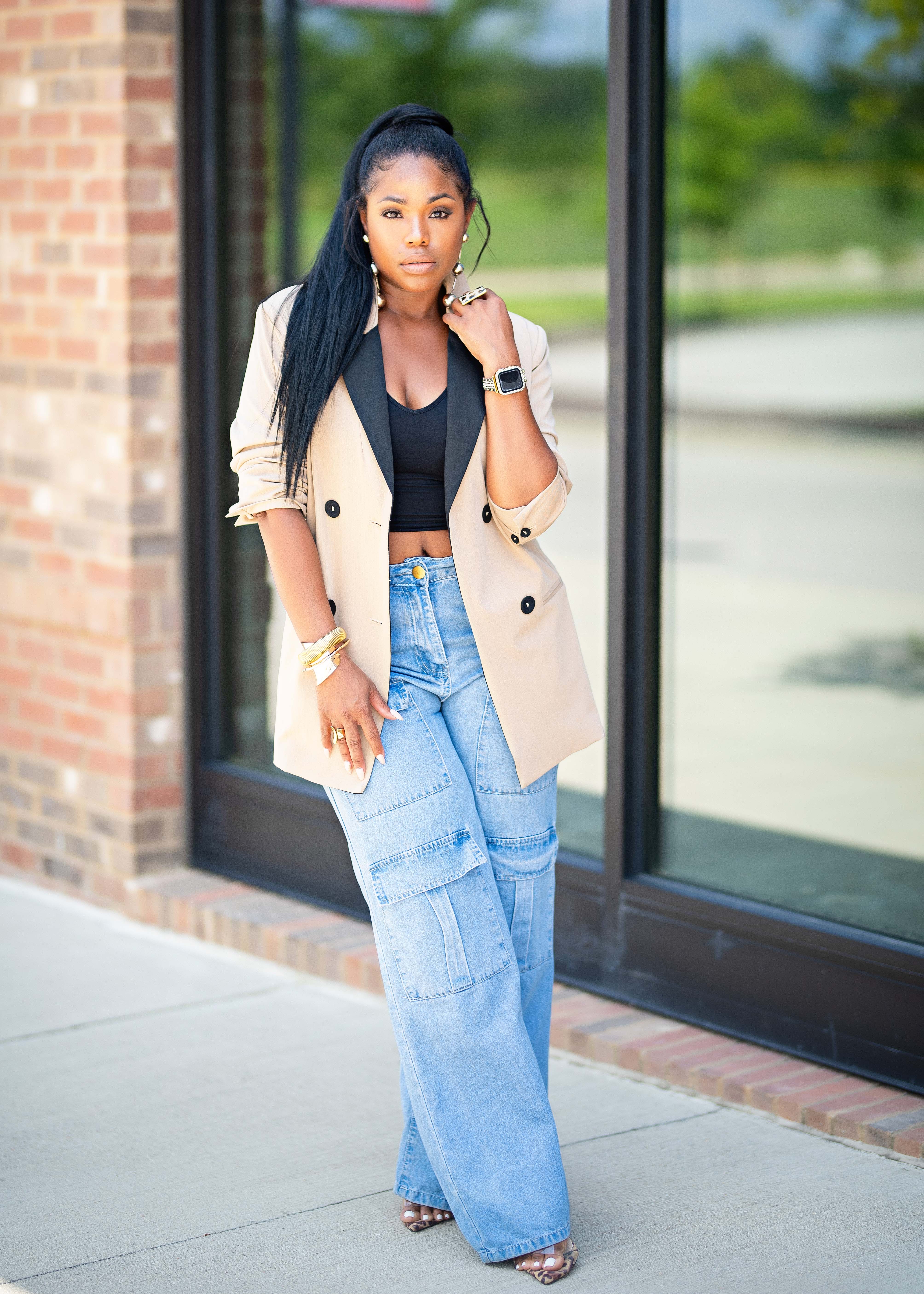 Cole | Double Breasted Blazer {Taupe + Black} PLEASE READ DESCRIPTION