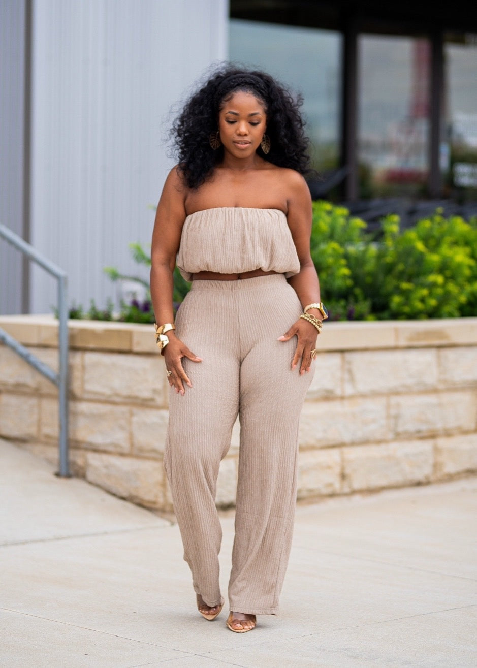 Charla | Balloon Top Crinkle Set {Taupe} PLEASE READ DESCRIPTION