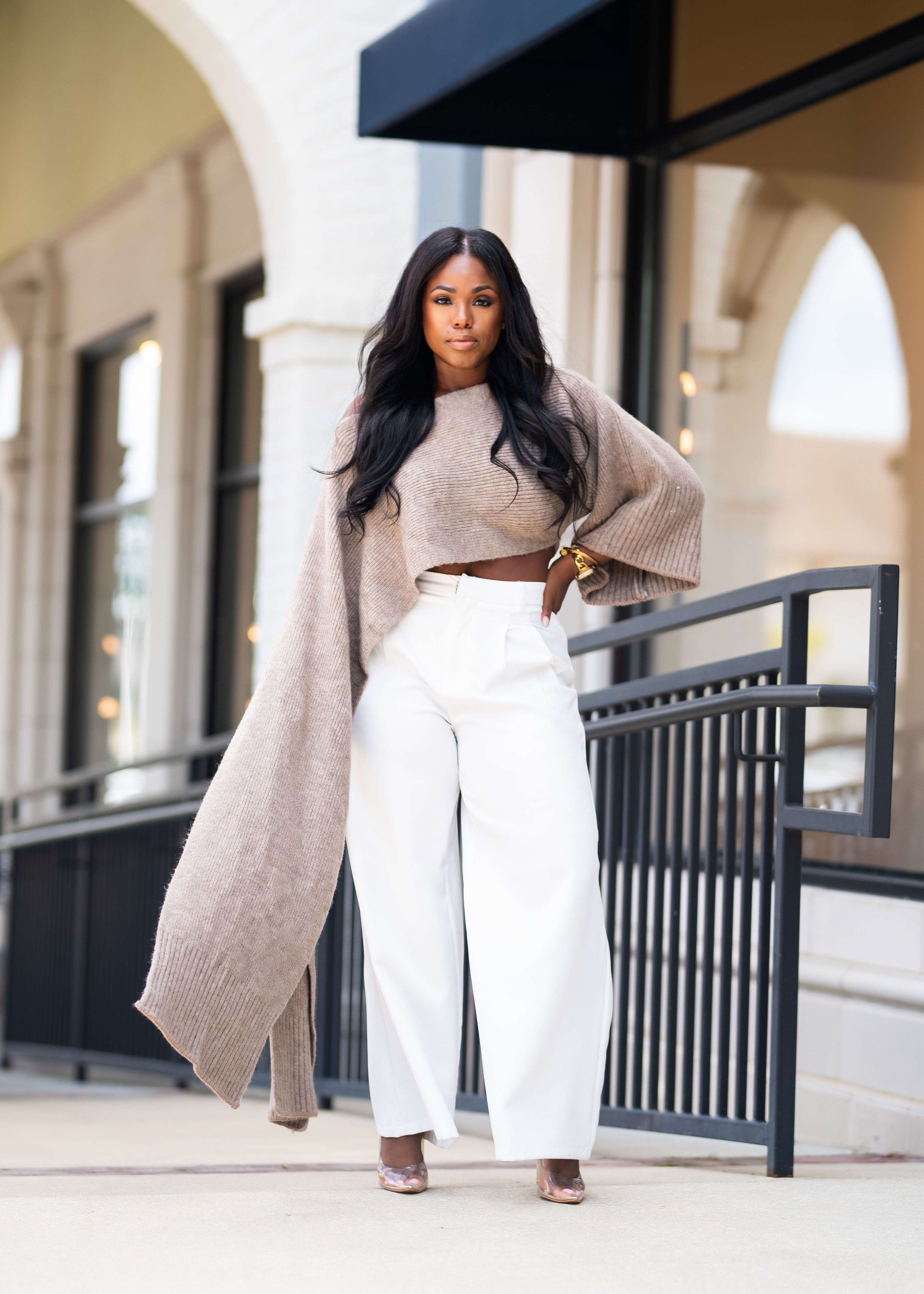 Joriah | Asymmetrical Crop Sweater {Taupe}| PREORDER PLEASE READ DESCRIPTION