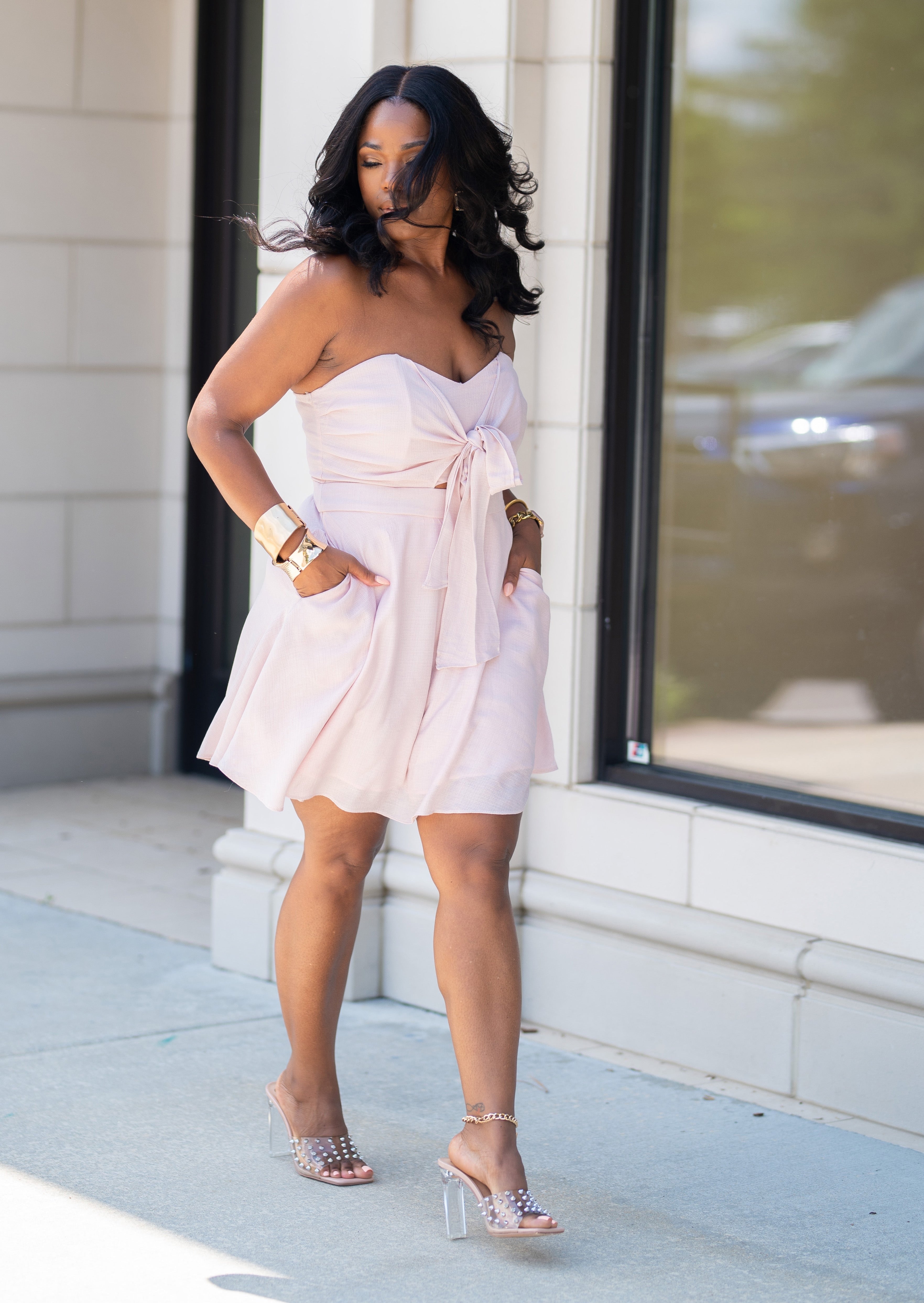 Rosalita | Tube Flare Dress {Light pink} PLEASE READ DESCRIPTION