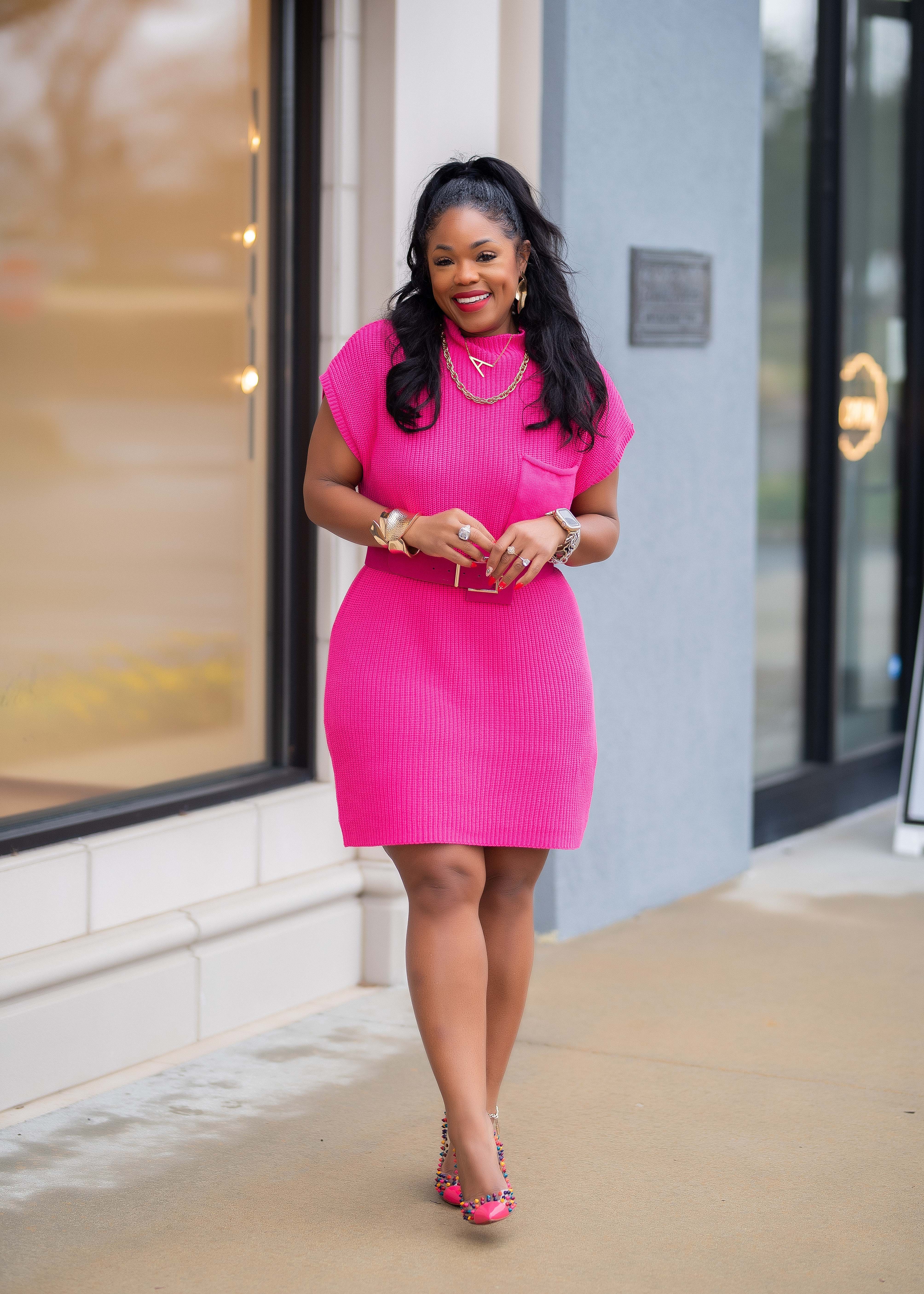 Sammie | Mock Neck Sweater Dress {Hot Pink} PLEASE READ DESCRIPTION
