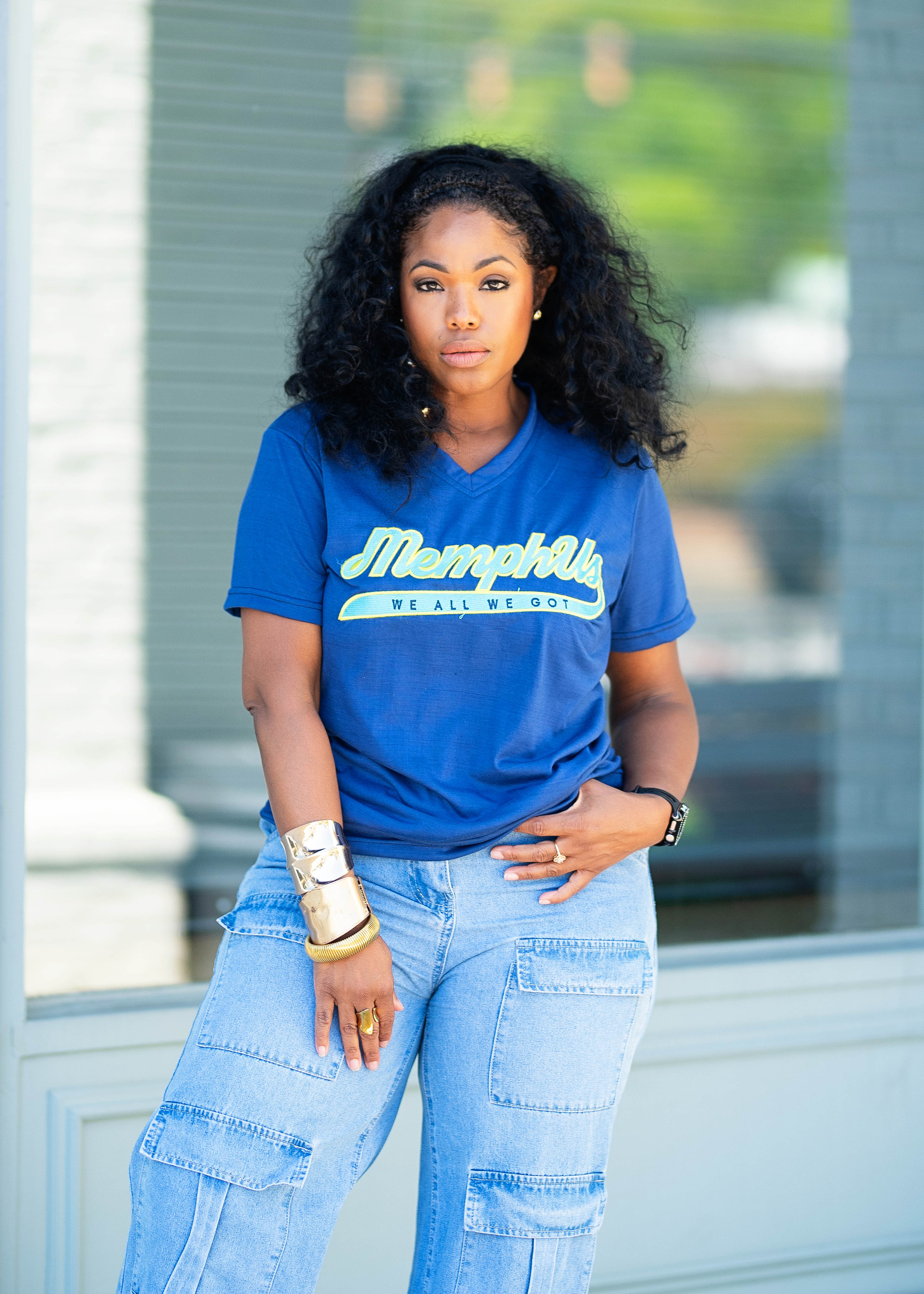 RETRO MemphUS V-NECK TEE {NAVY} PLEASE READ DESCRIPTION