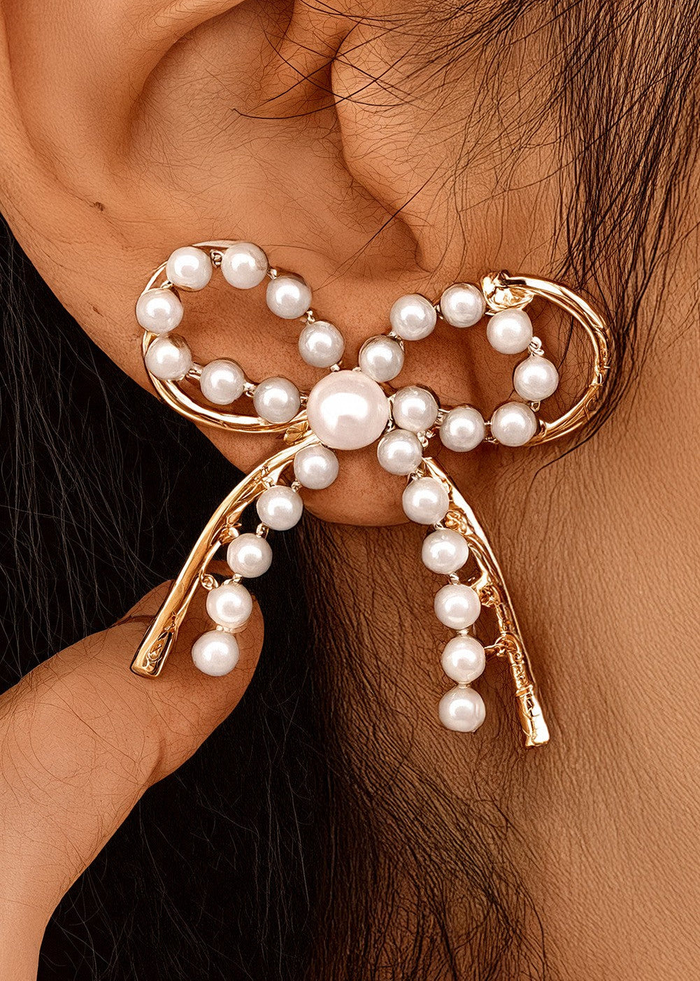 Pearl Bow Earrings