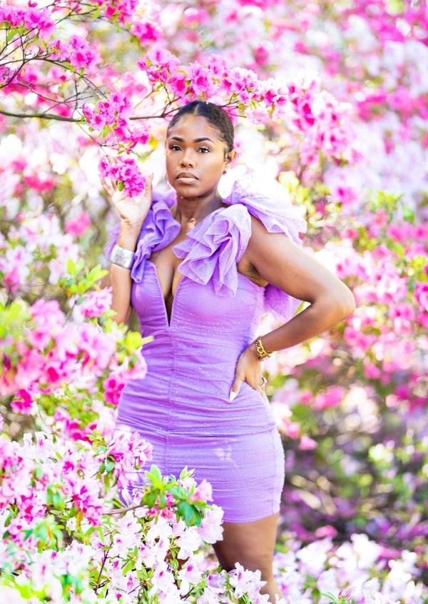 Milana | Ruched Tulle Mini Dress {Purple} PLEASE READ DESCRIPTION
