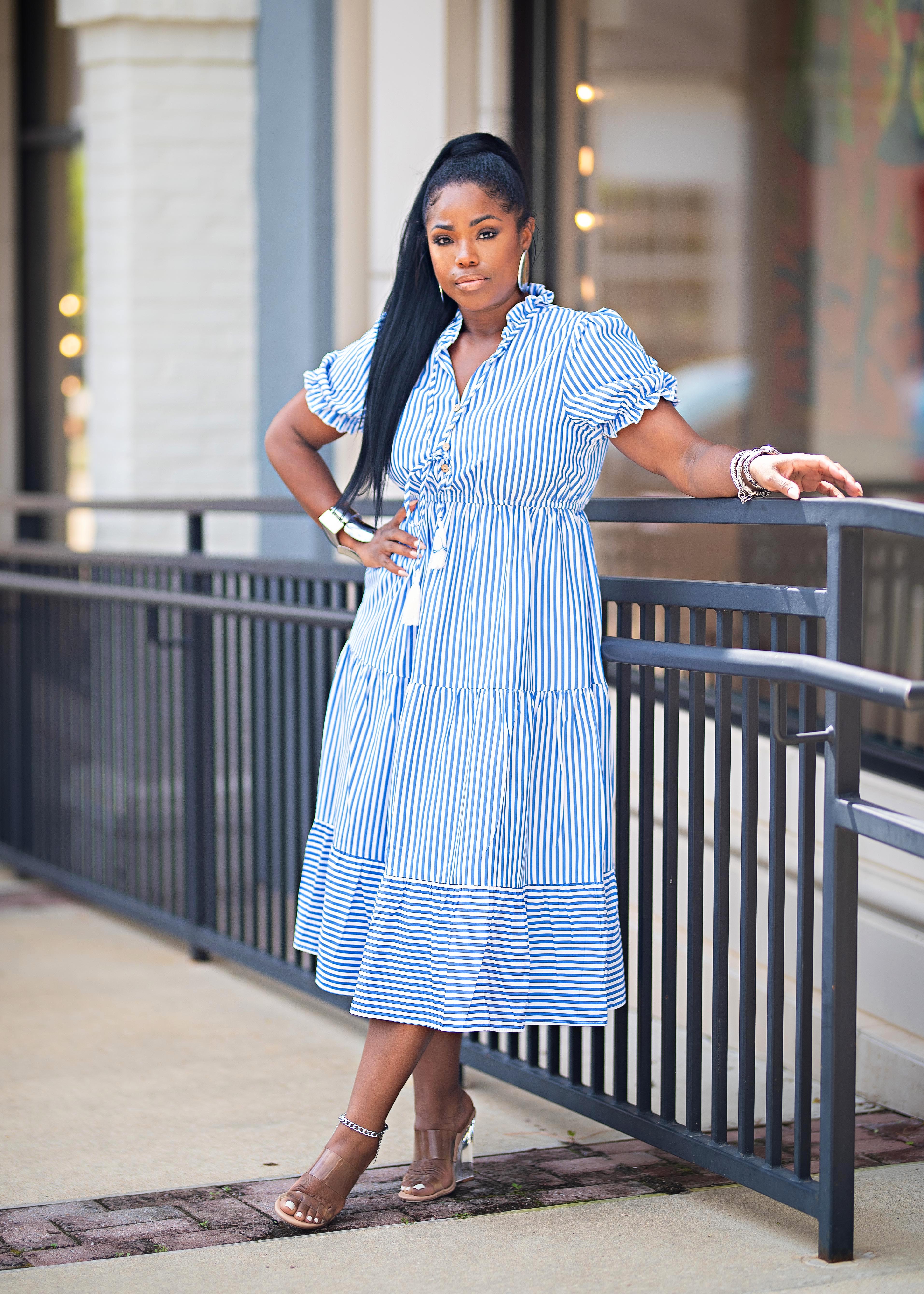 Aven | Striped Dress {Blue + White} PLEASE READ DESCRIPTION AND NOTE SHIPPING TIME