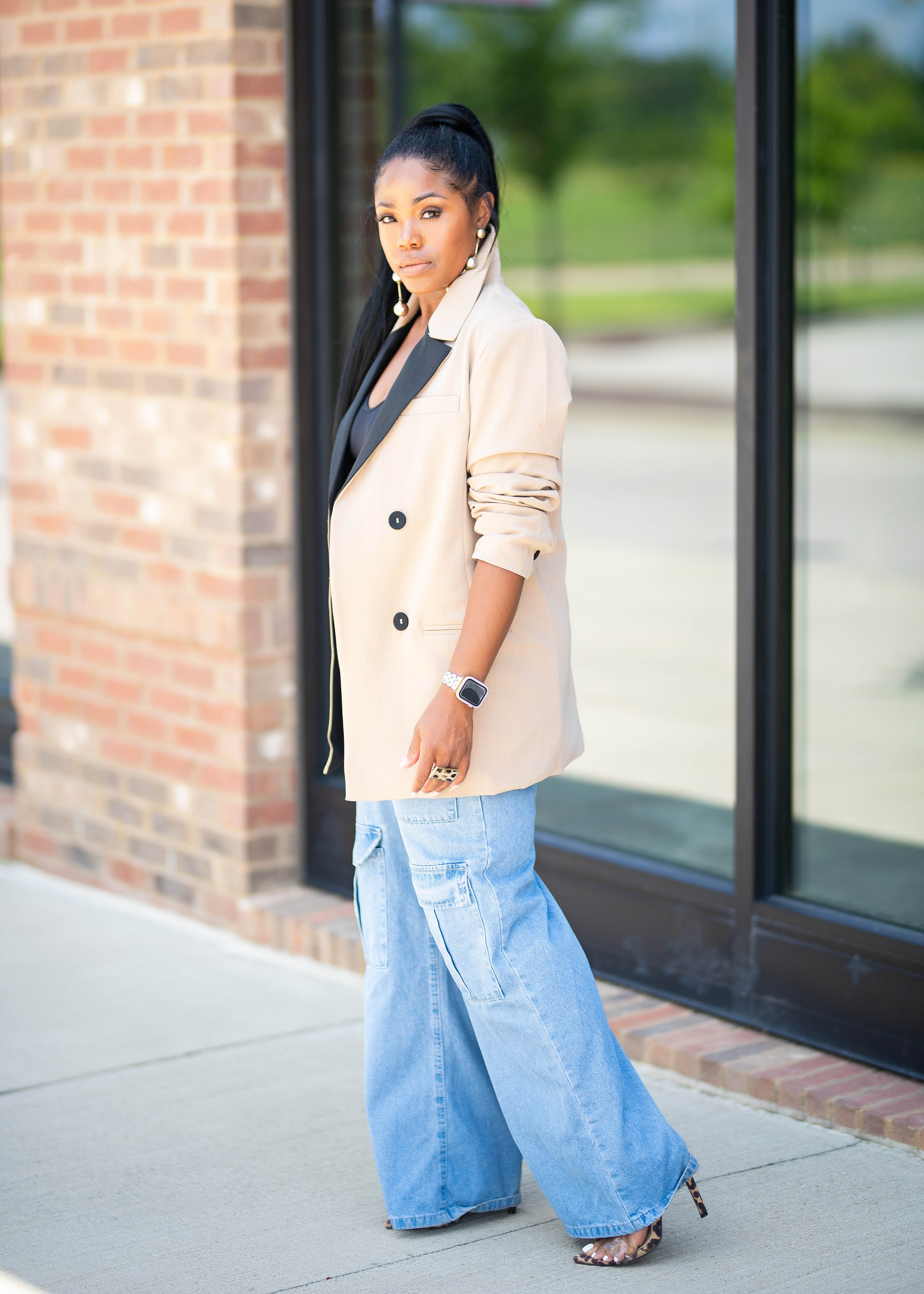 Cole | Double Breasted Blazer {Taupe + Black} PLEASE READ DESCRIPTION