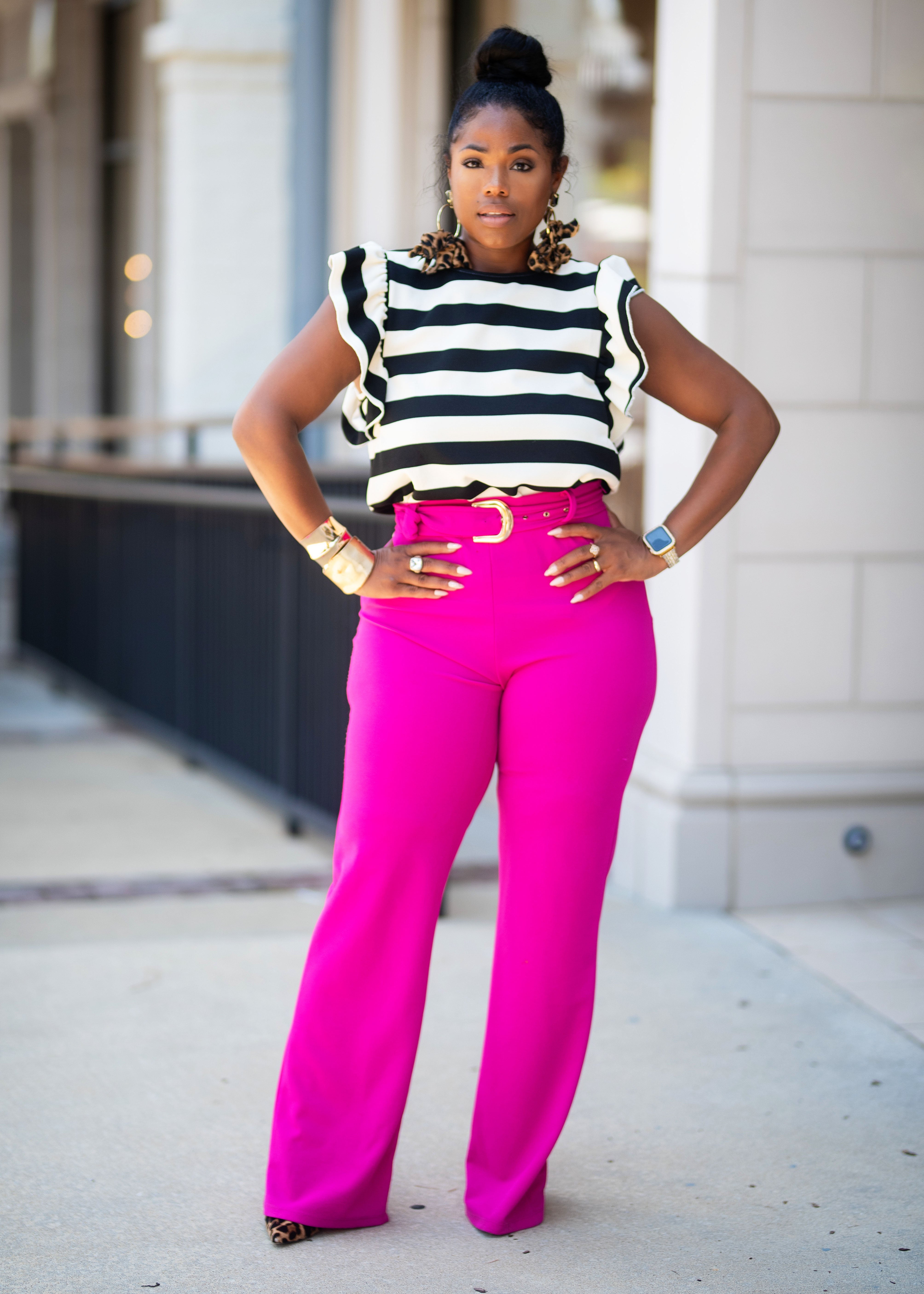 DIONNE | Ruffle Shoulder To {Black/White Stripe} PLEASE READ SHIPPING TIMES AND DESCRIPTION