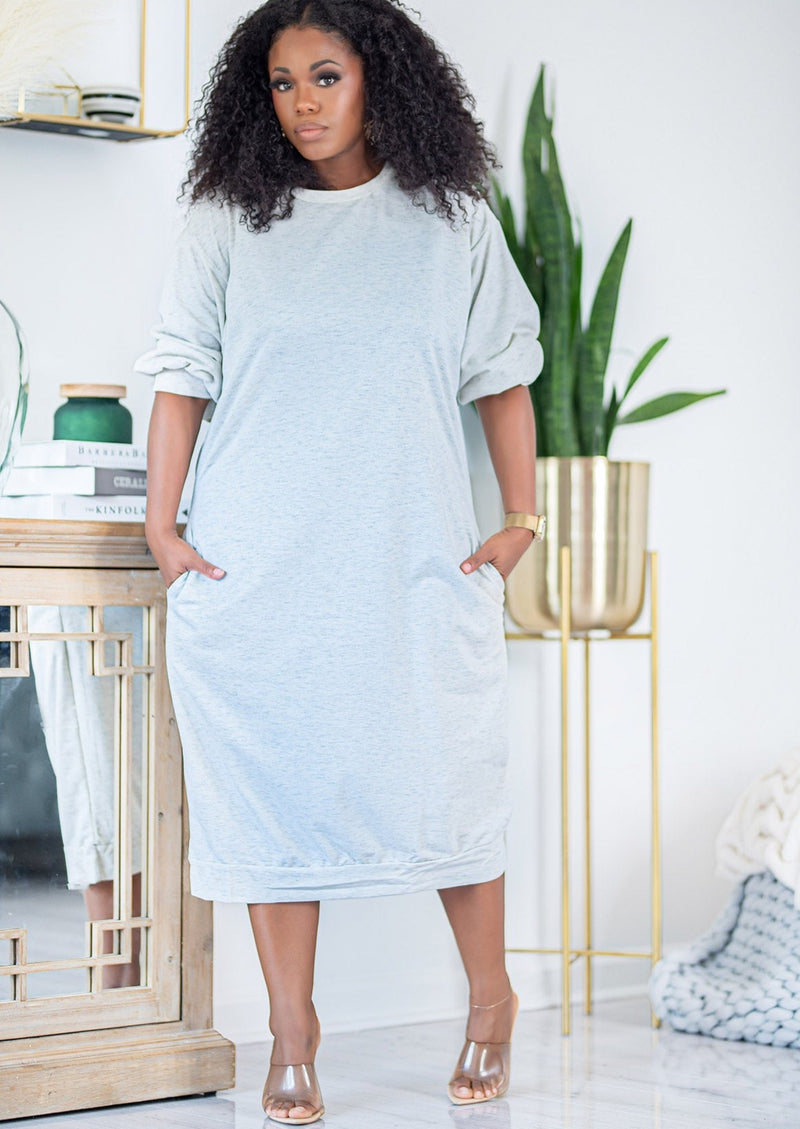Erikka | Balloon Sleeve Dress {Gray} PREORDER