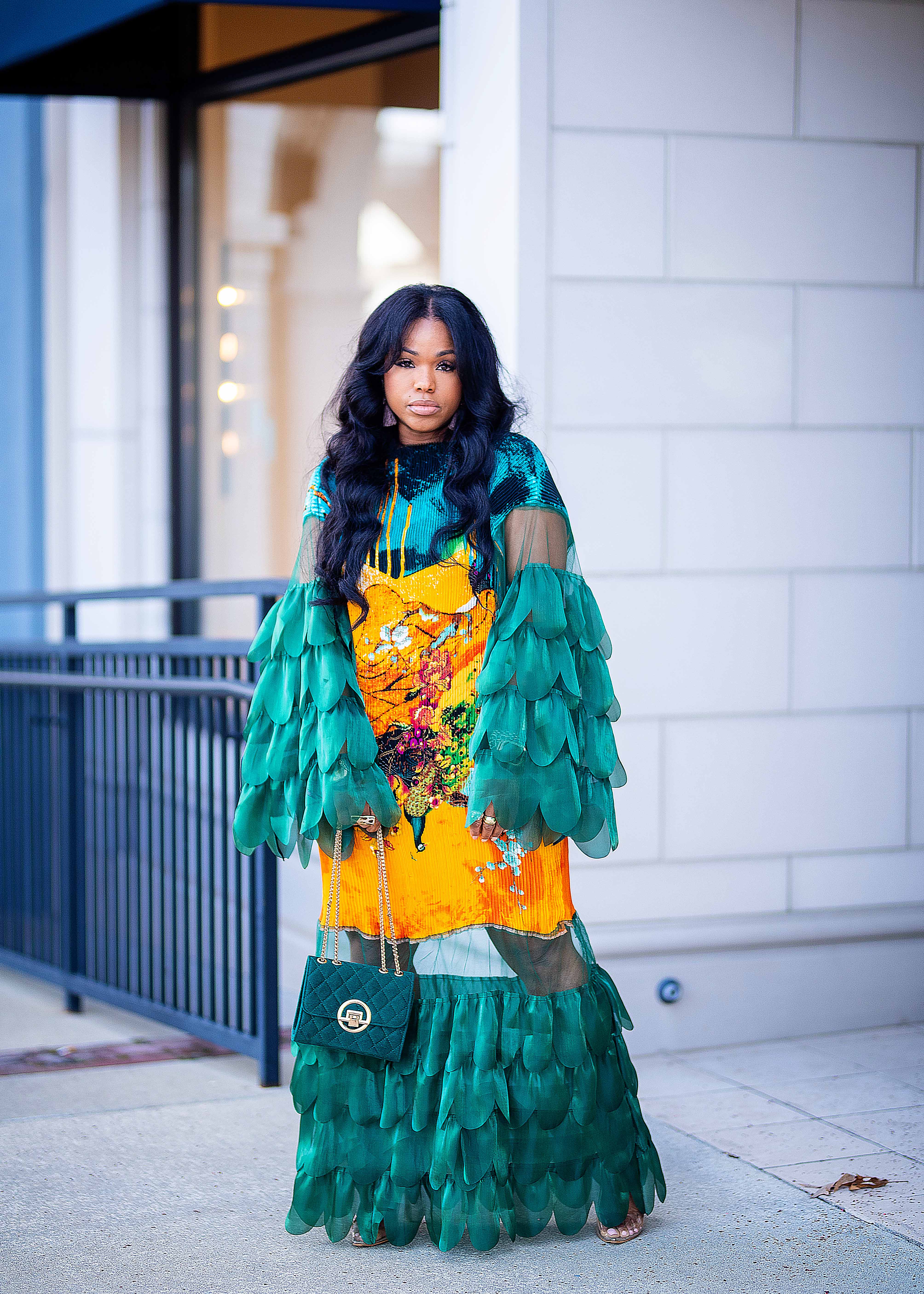 FEATHERED | Feather Layered Dress {Peacock} PREORDER | PLEASE READ DESCRIPTION AND SHIPPING TIMES