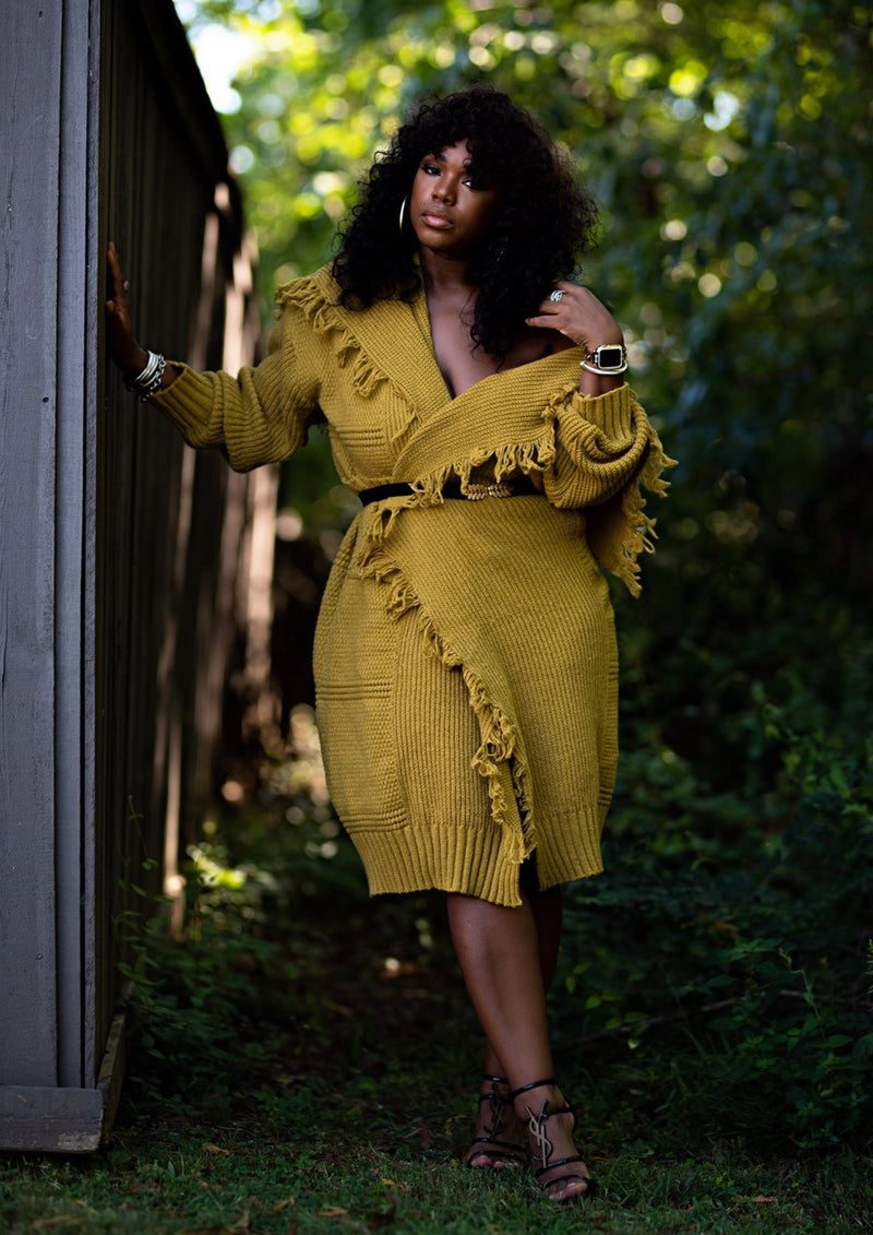 Freddie | Fringe Cardigan {Mustard} PREORDER