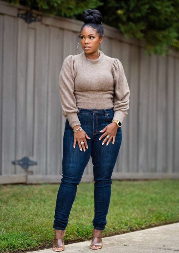 Cherim | Puff Sleeve Sweater {Beige}