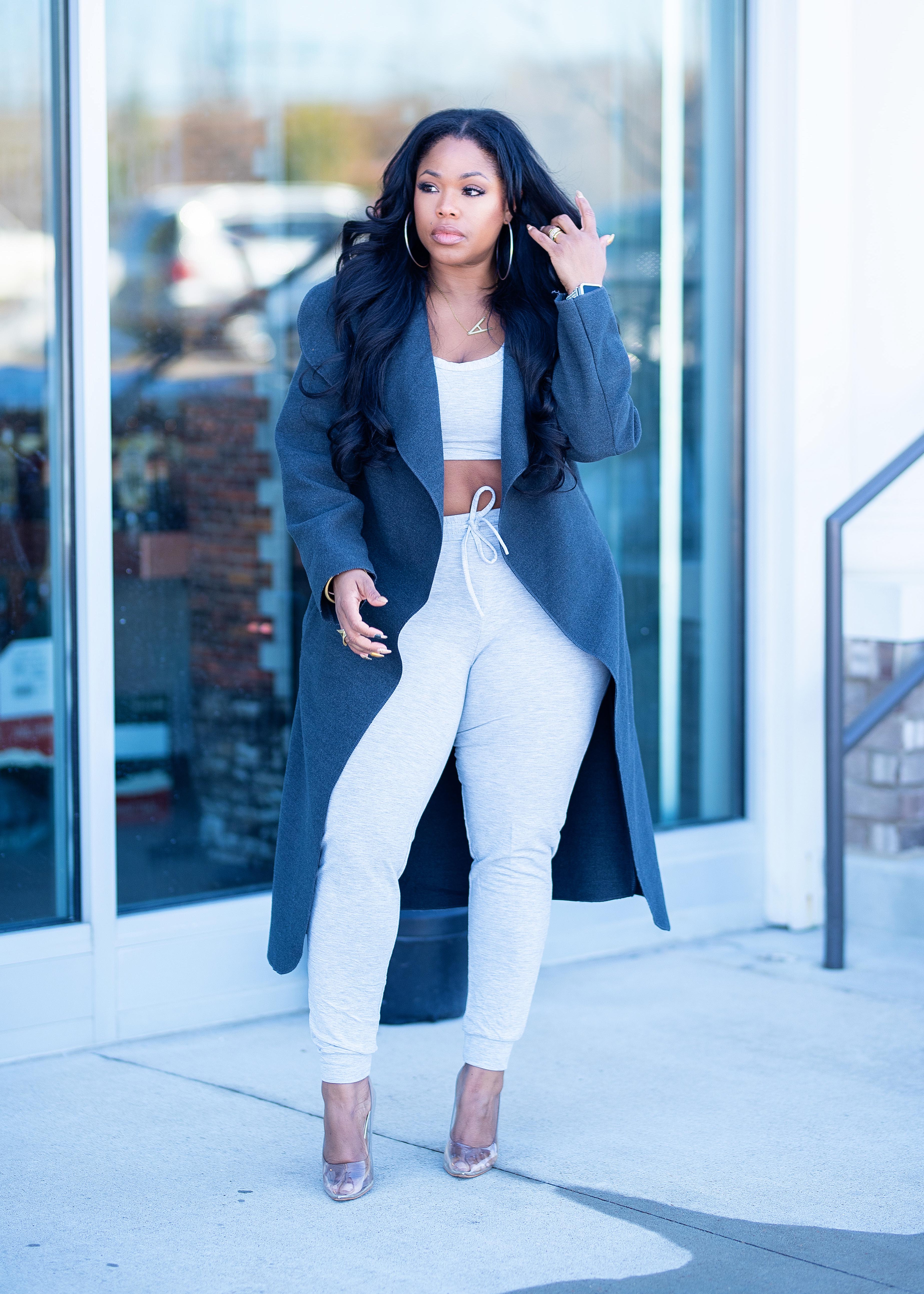 Kiki | Two piece jogger set {Gray} Please Read Description