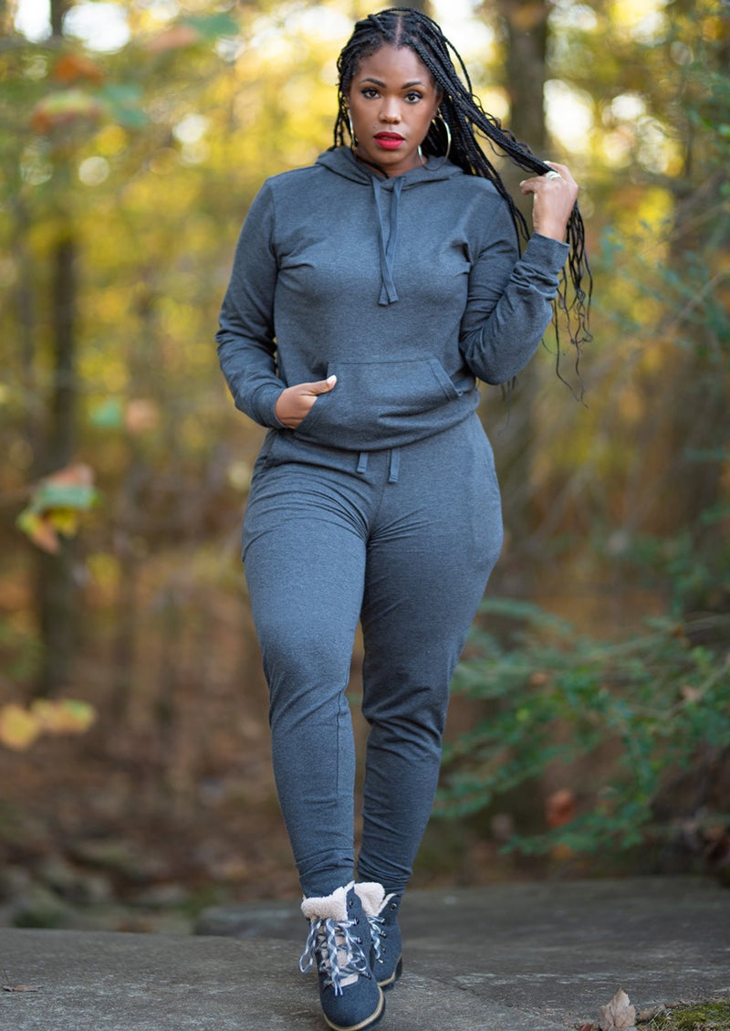 Nina | Pullover Style Jogger Set {Charcoal}