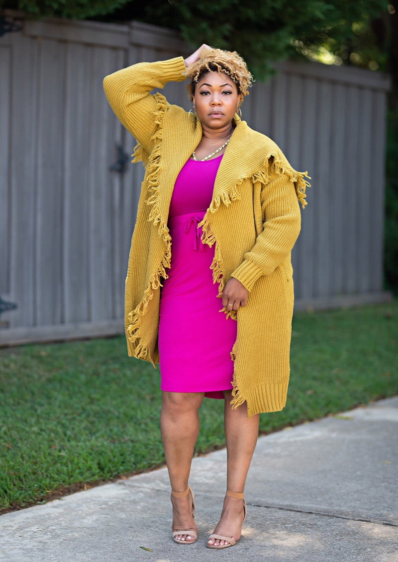 Freddie | Fringe Cardigan {Mustard} PREORDER
