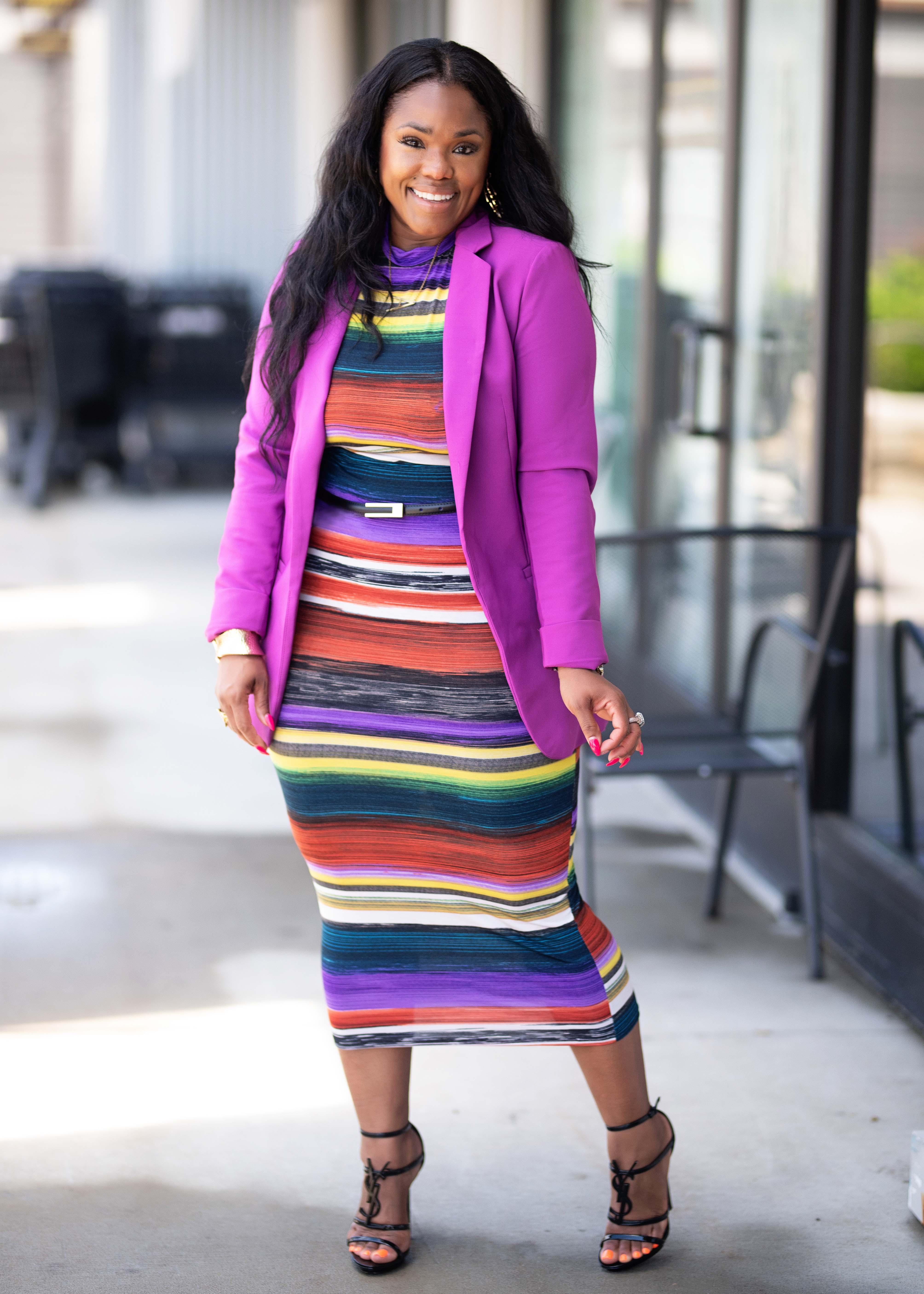 Stacy | Brushed Striped Midi Dress {Multi} PLEASE READ DESCRIPTION