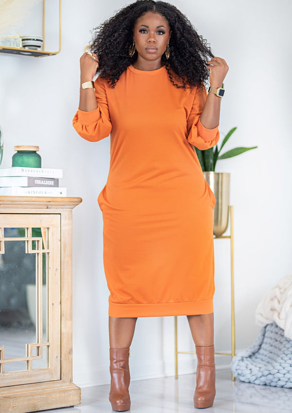 Erikka | Balloon Sleeve Dress {Orange} PREORDER