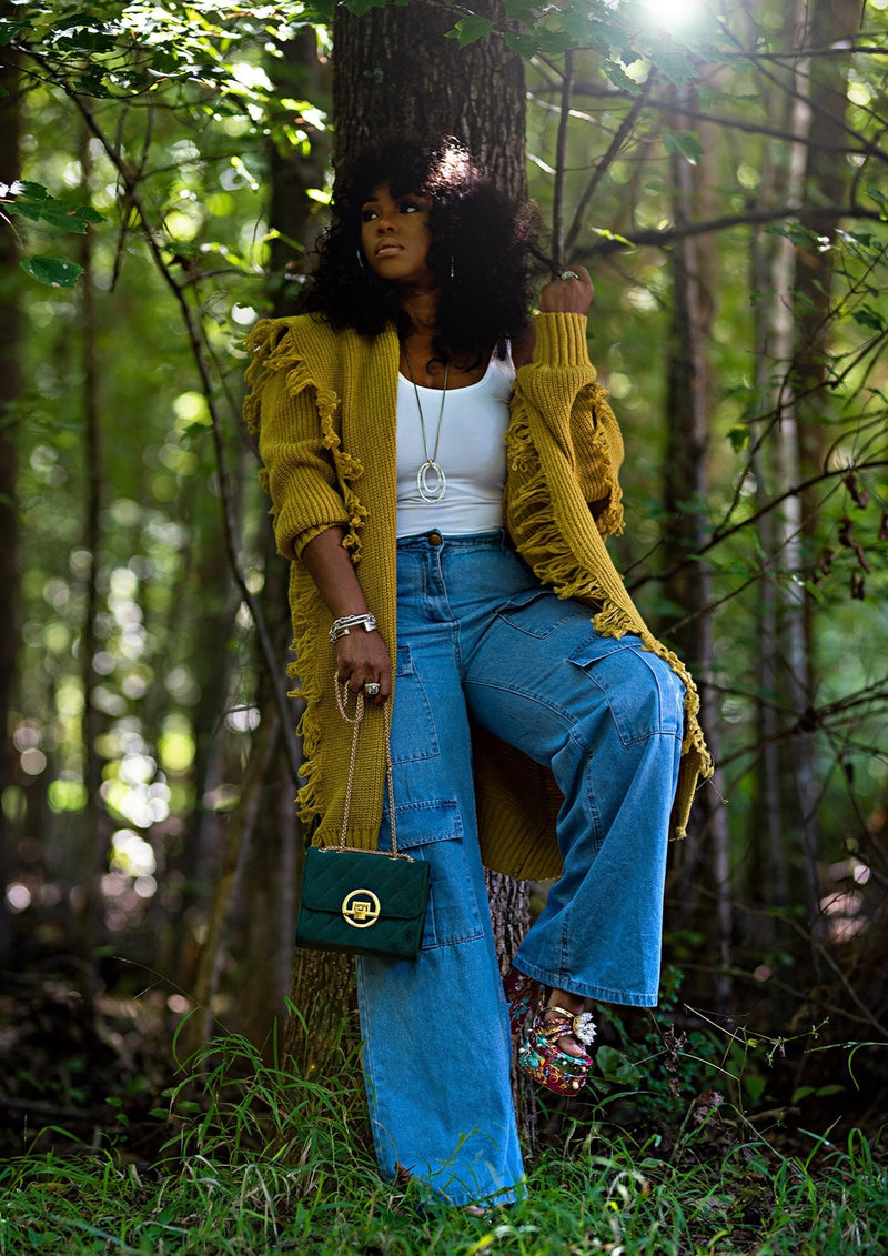 Freddie | Fringe Cardigan {Mustard} PREORDER