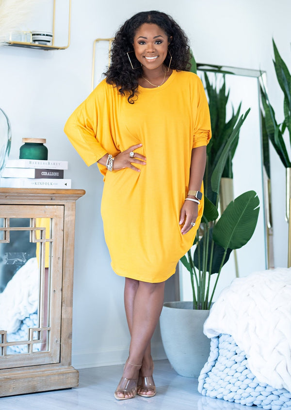 Kalah | Dolman Sleeve Dress {Mustard}