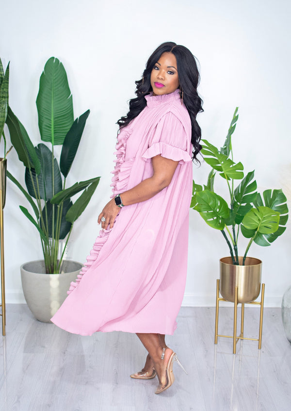 Rae | Pleated Dress {Pink} PREORDER