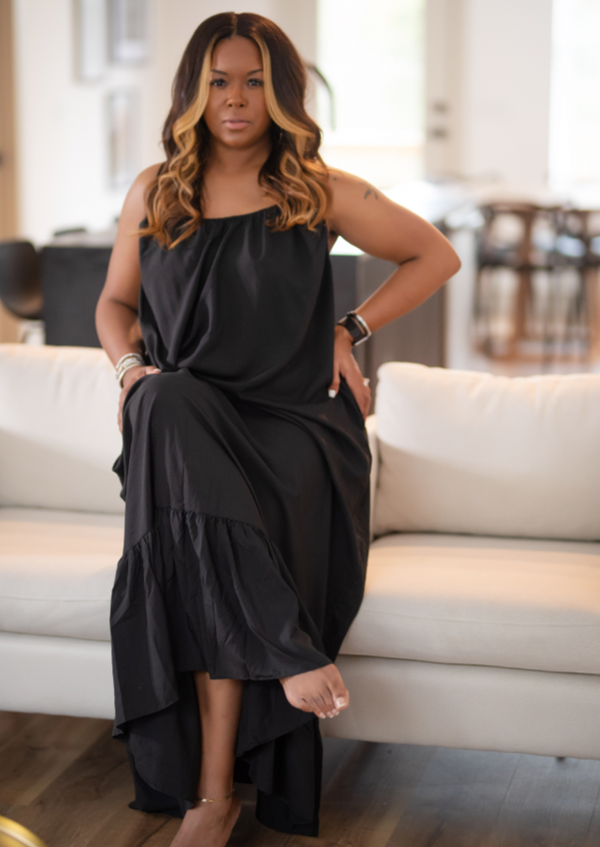 Black sales flowing dress